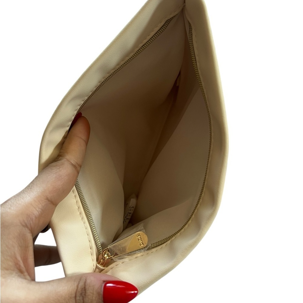 DIOR Beauty Cosmetic Bag – Beige Pouch Clutch – Soft Faux Leather – NEW in Box! - Picture 7 of 13